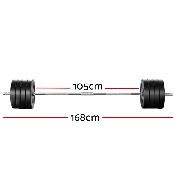 Barbell Weight Set Plates Bar Bench Press Fitness Exercise Home Gym 168cm – 88 kg
