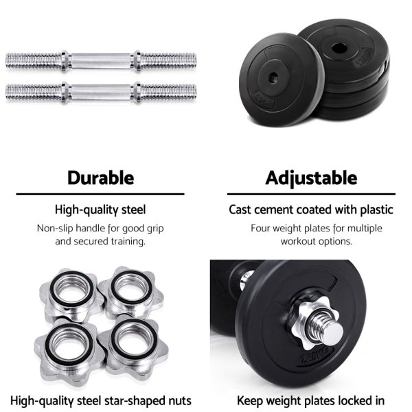 Dumbbells Dumbbell Set Weight Plates Home Gym Fitness Exercise – 10 KG
