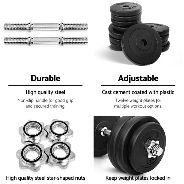 Dumbbells Dumbbell Set Weight Plates Home Gym Fitness Exercise – 30 KG