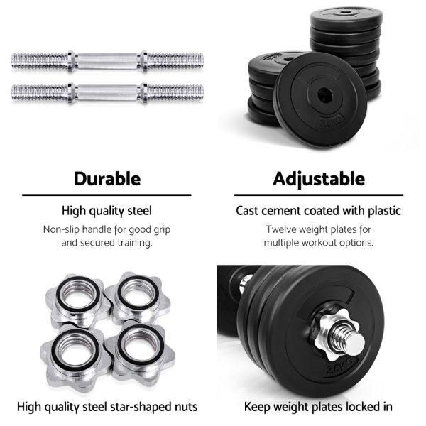 Dumbbells Dumbbell Set Weight Plates Home Gym Fitness Exercise – 35 KG