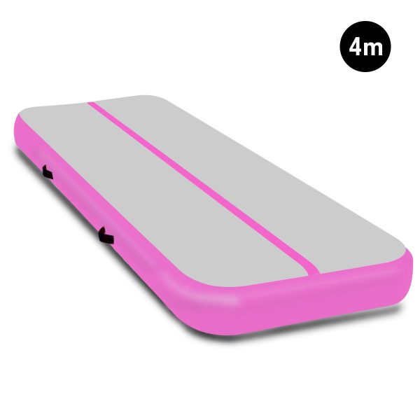 Air Track Inflatable Tumbling Gymnastics Mat – 4 x 2 M, Grey and Pink
