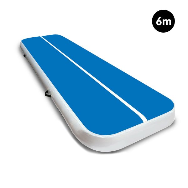 Air Track Inflatable Tumbling Gymnastics Mat – 6 x 1 M, Blue and White