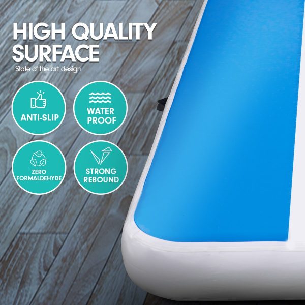 Air Track Inflatable Tumbling Gymnastics Mat – 6 x 1 M, Blue and White
