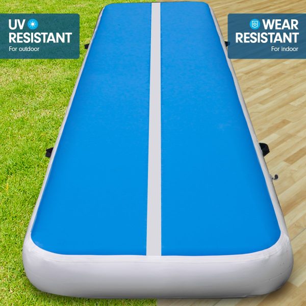 Air Track Inflatable Tumbling Gymnastics Mat – 6 x 1 M, Blue and White
