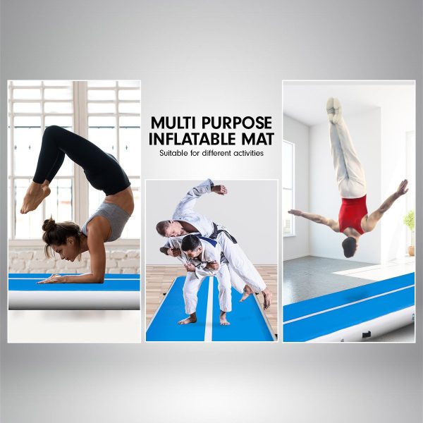 Air Track Inflatable Tumbling Gymnastics Mat – 6 x 1 M, Blue and White