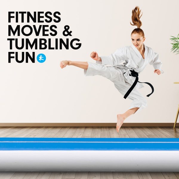 Air Track Inflatable Tumbling Gymnastics Mat – 6 x 1 M, Blue and White