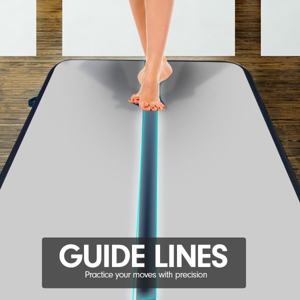Air Track Inflatable Tumbling Gymnastics Mat – 6 x 1 M, Grey and Black