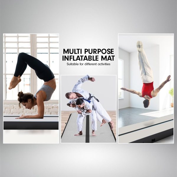 Air Track Inflatable Tumbling Gymnastics Mat – 6 x 1 M, Grey and Black