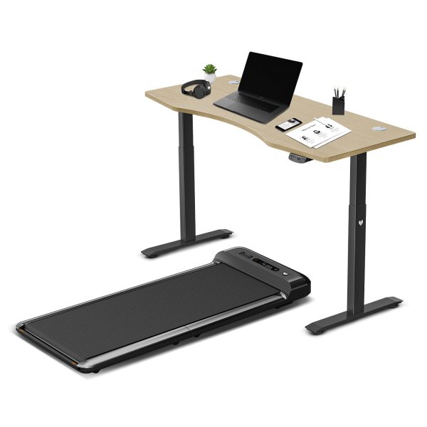 Lifespan Fitness Walkingpad M2 Treadmill with Dual Motor Automatic Standing Desk – 150 cm, Black and Oak
