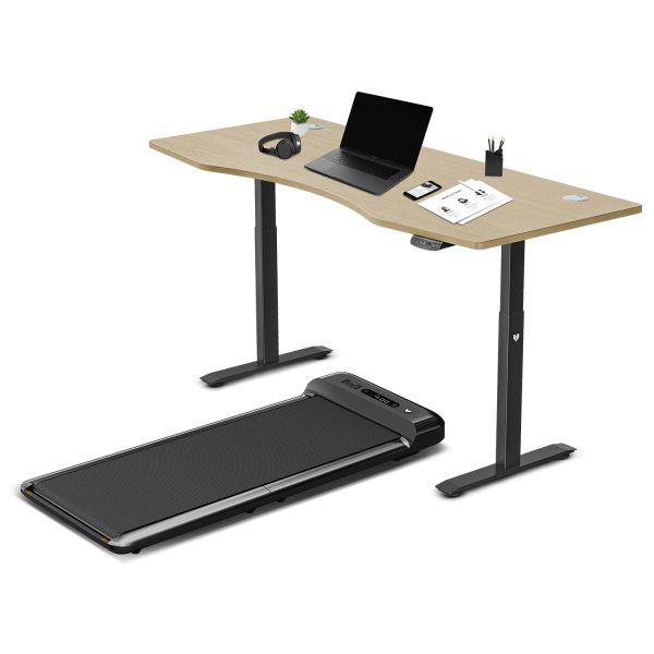 Lifespan Fitness Walkingpad M2 Treadmill with Dual Motor Automatic Standing Desk – 180 cm, Black and Oak