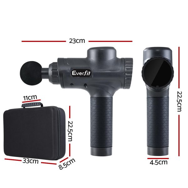 Massage Gun 6 Heads Massager Electric LCD Vibration Relief Percussion – Black