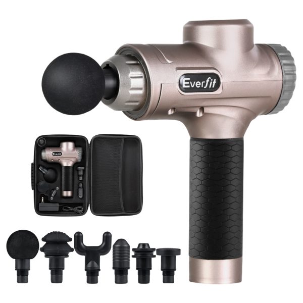 Massage Gun 6 Heads Massager Electric LCD Vibration Relief Percussion – Gold