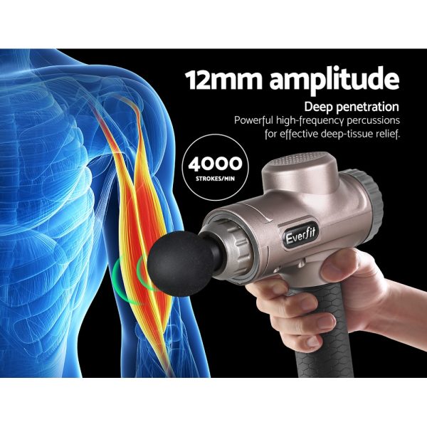 Massage Gun 6 Heads Massager Electric LCD Vibration Relief Percussion – Gold