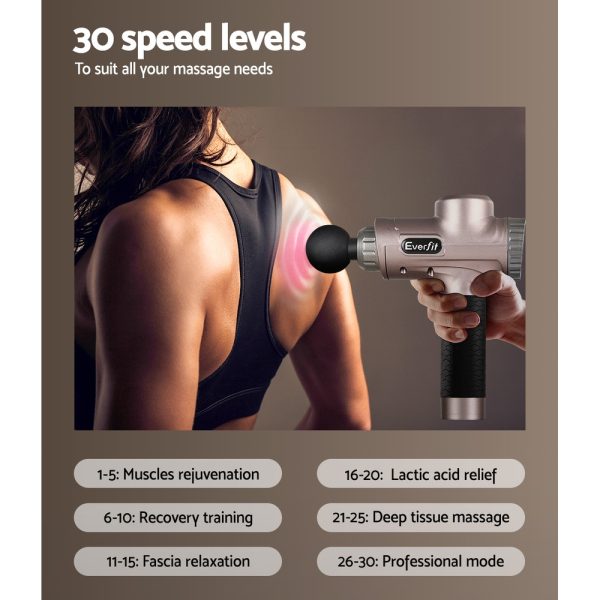 Massage Gun 6 Heads Massager Electric LCD Vibration Relief Percussion – Gold