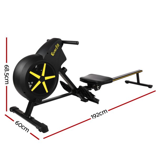 Rowing Exercise Machine Rower Resistance Fitness Home Gym Cardio Air – Black