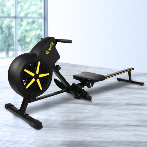 Rowing Exercise Machine Rower Resistance Fitness Home Gym Cardio Air – Black
