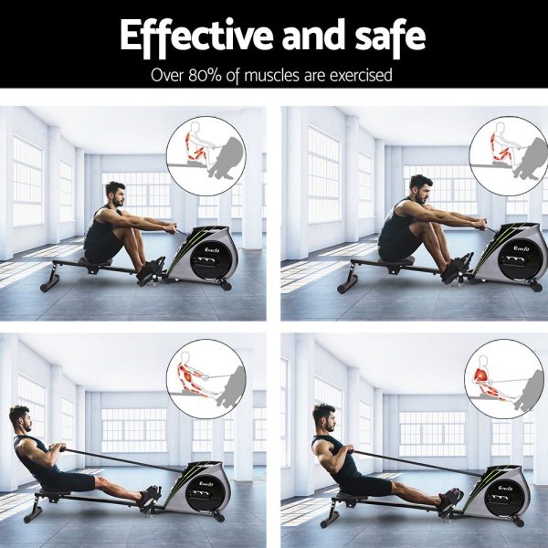 4 Level Rowing Exercise Machine – Silver and Black