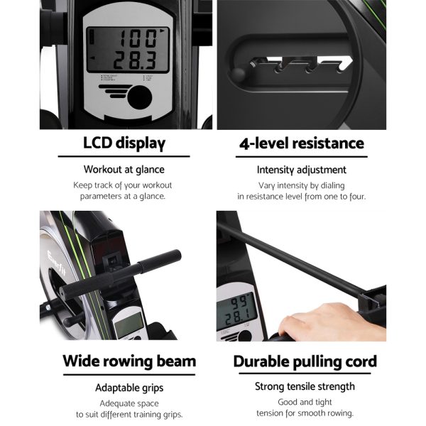 4 Level Rowing Exercise Machine – Silver and Black
