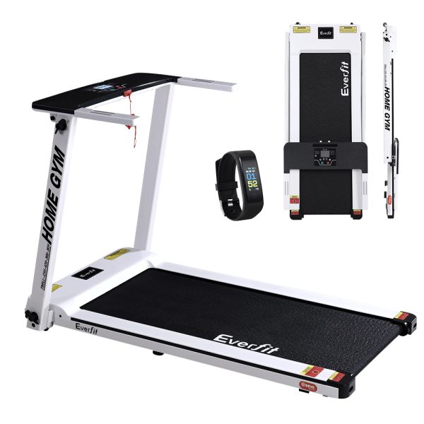 Electric Treadmill Home Gym Exercise Running Machine Fitness Equipment Compact Fully Foldable 420mm Belt – White
