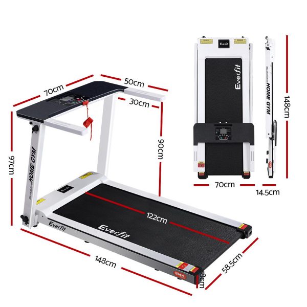 Electric Treadmill Home Gym Exercise Running Machine Fitness Equipment Compact Fully Foldable 420mm Belt – White
