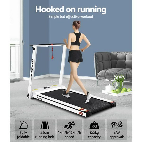 Electric Treadmill Home Gym Exercise Running Machine Fitness Equipment Compact Fully Foldable 420mm Belt – White