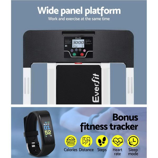 Electric Treadmill Home Gym Exercise Running Machine Fitness Equipment Compact Fully Foldable 420mm Belt – White