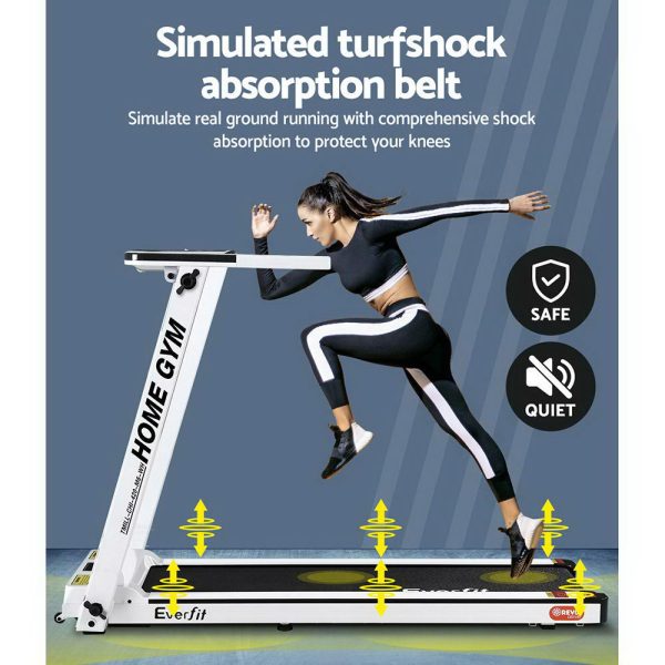Electric Treadmill Home Gym Exercise Running Machine Fitness Equipment Compact Fully Foldable 420mm Belt – White
