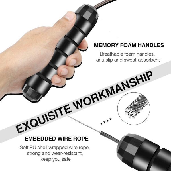 LT Skipping Rope Tangle-Free with Ball Bearings Rapid Speed Jump Rope Cable Ideal for Fitness Gym. – Black