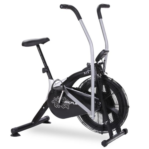 PROFLEX Air Bike Fan Resistance Exercise Fitness Home Gym Bicycle Pulse – Black and Silver