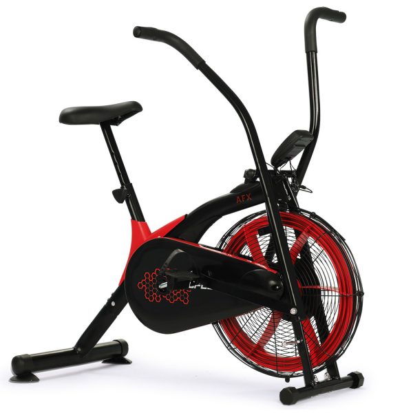 PROFLEX Air Bike Fan Resistance Exercise Fitness Home Gym Bicycle Pulse – Black and Red