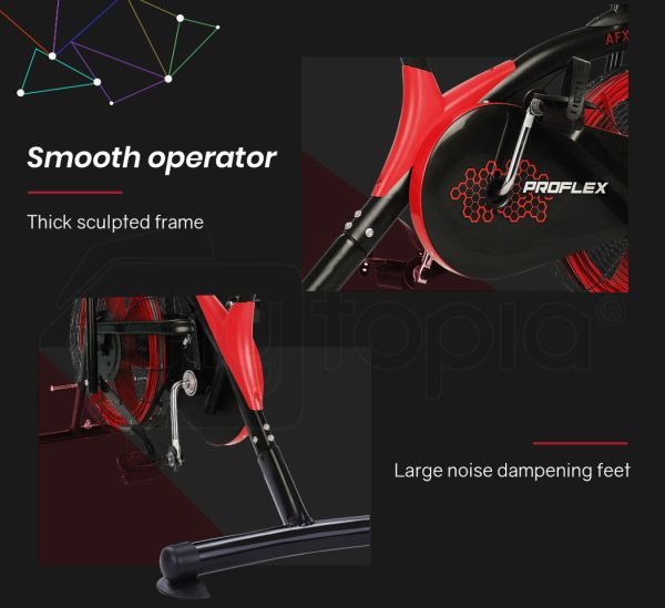 PROFLEX Air Bike Fan Resistance Exercise Fitness Home Gym Bicycle Pulse – Black and Red