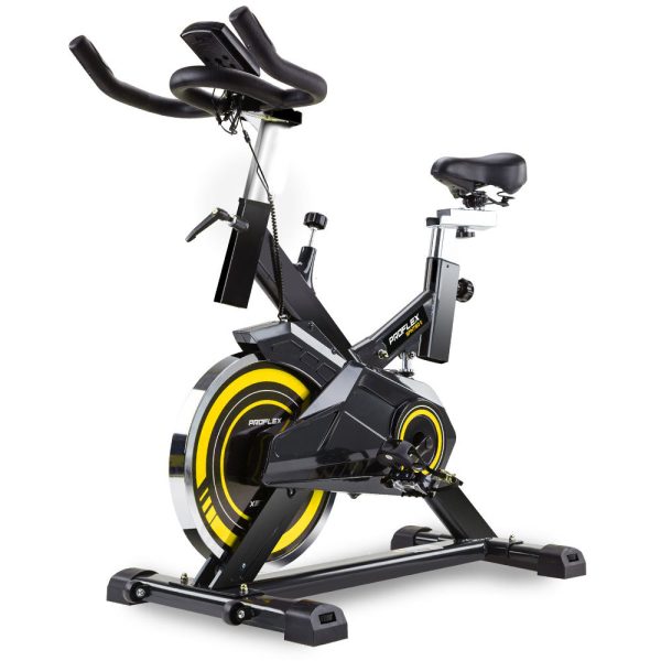 PROFLEX Spin Bike – Flywheel Commercial Gym Exercise Home Workout – Yellow