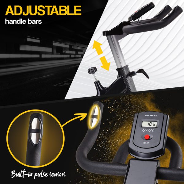 PROFLEX Spin Bike – Flywheel Commercial Gym Exercise Home Workout – Yellow