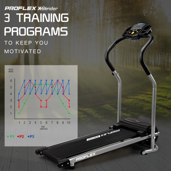 PROFLEX Electric Mini Walking Treadmill Compact Fitness Machine Exercise Equipment. – Black and Silver