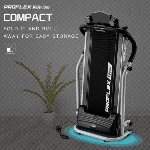 PROFLEX Electric Mini Walking Treadmill Compact Fitness Machine Exercise Equipment. – Black and Silver