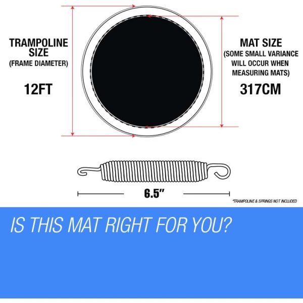 UP-SHOT 12ft Replacement Trampoline Mat – 72 Spring Round Spare Foot Parts