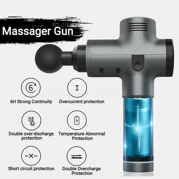 POWERFUL 6 Heads LCD Massage Gun Percussion Vibration Muscle Therapy Deep Tissue – Red