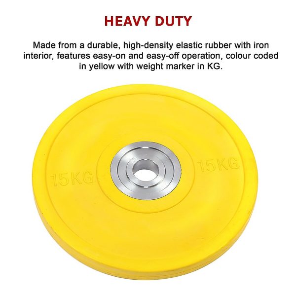 PRO Olympic Rubber Bumper Weight Plate – 15 KG