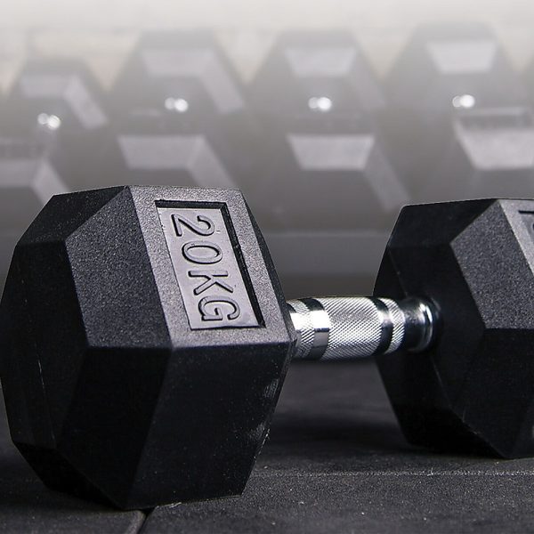 Commercial Rubber Hex Dumbbell Gym Weight – 20 KG