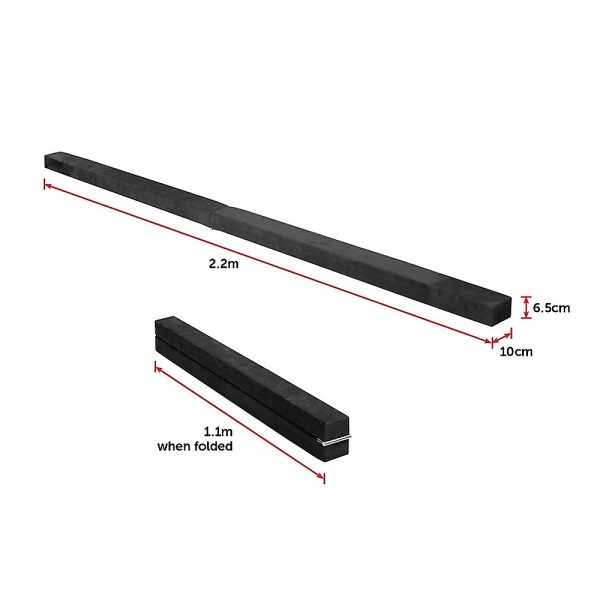2.2m Gymnastics Folding Balance Beam Synthetic Suede – Black