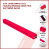 2.4m (8FT) Gymnastics Folding Balance Beam Black Synthetic Suede – Pink