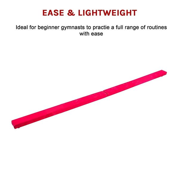 2.4m (8FT) Gymnastics Folding Balance Beam Black Synthetic Suede – Pink
