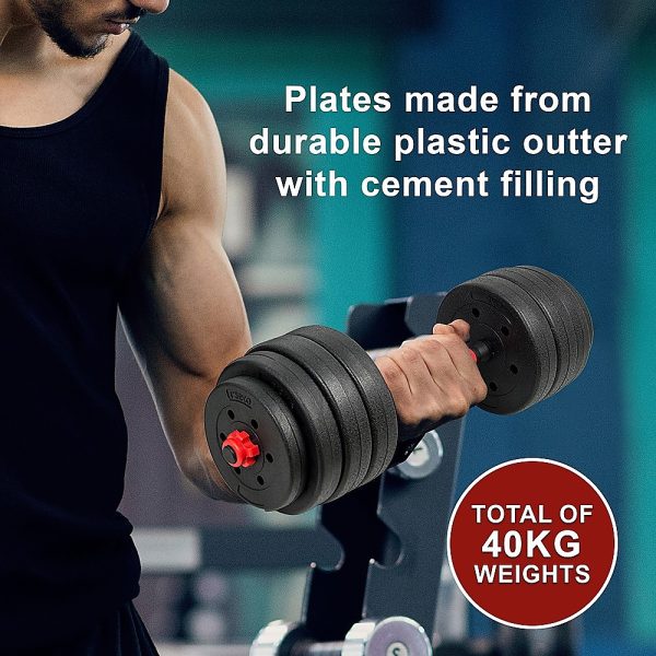 Adjustable Rubber Dumbbell Set Barbell Home GYM Exercise Weights – 40 KG