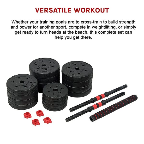 Adjustable Rubber Dumbbell Set Barbell Home GYM Exercise Weights – 40 KG