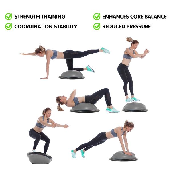 Powertrain Fitness Yoga Ball Home Gym Workout Balance Trainer – Grey
