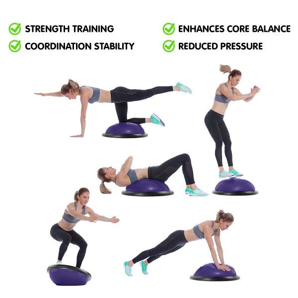 Powertrain Fitness Yoga Ball Home Gym Workout Balance Trainer – Purple