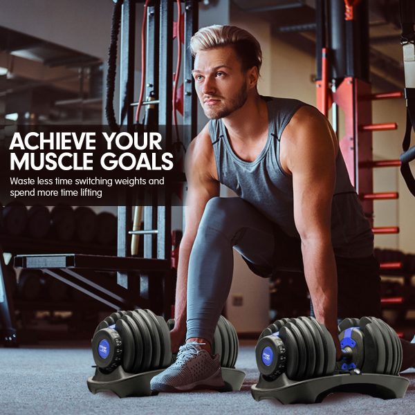 48KG Powertrain Adjustable Dumbbell Set With Stand – Blue
