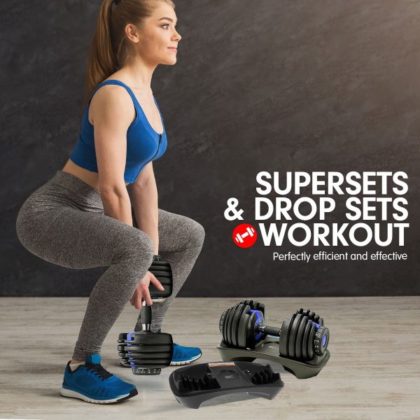 48KG Powertrain Adjustable Dumbbell Set With Stand – Blue