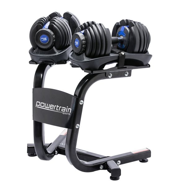 48KG Powertrain Adjustable Dumbbell Set With Stand – Blue