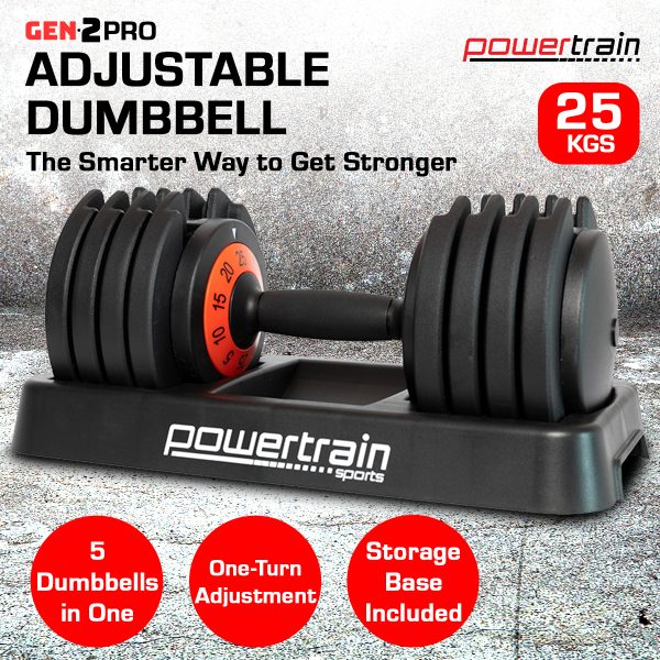 GEN2 Pro Adjustable Dumbbell Weights – 25 KG